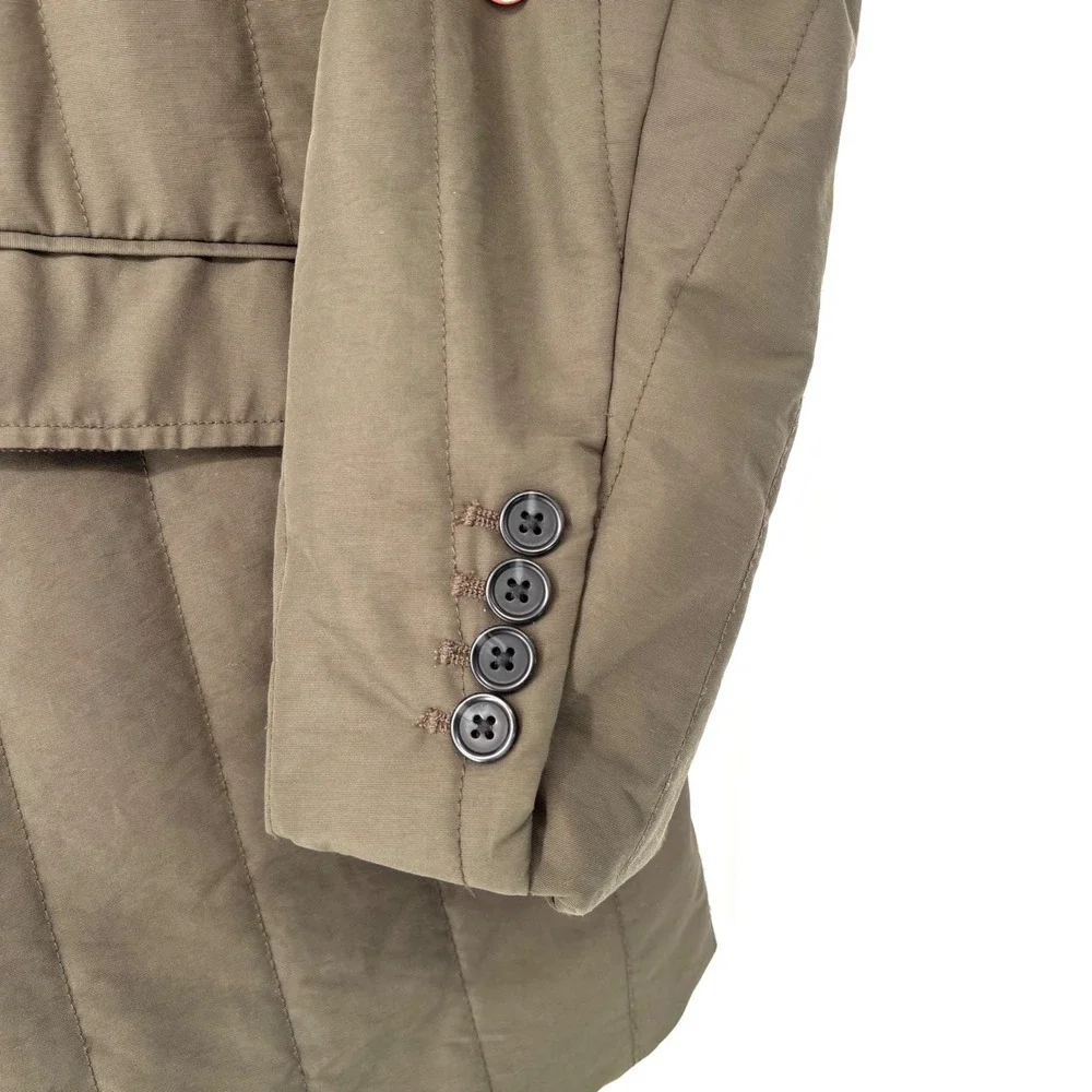 Banana Republic Quilted Barn Jacket Sz XL Olive Green Plaid Lined Classic Preppy